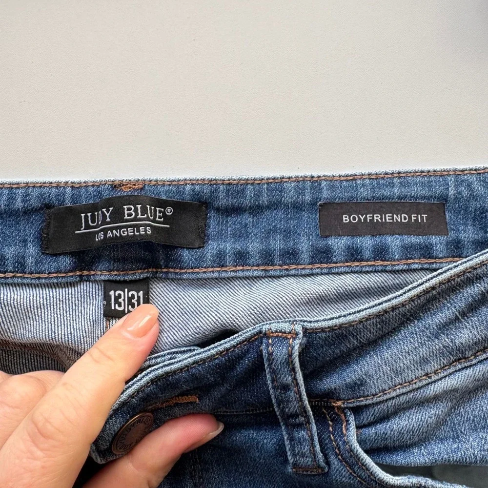 Judy Blue Boyfriend Fit Jeans Women 13/31 Blue‎ Medium Wash High Rise JB88270